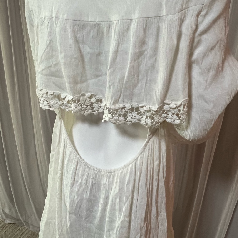 Free People White Backless Lace-Trim Mini Dress - Picture 7 of 10